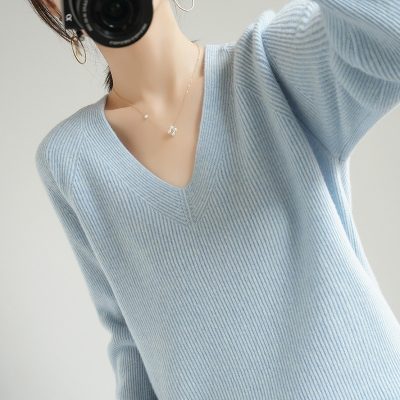 New V-neck cashmere sweater women wholesale